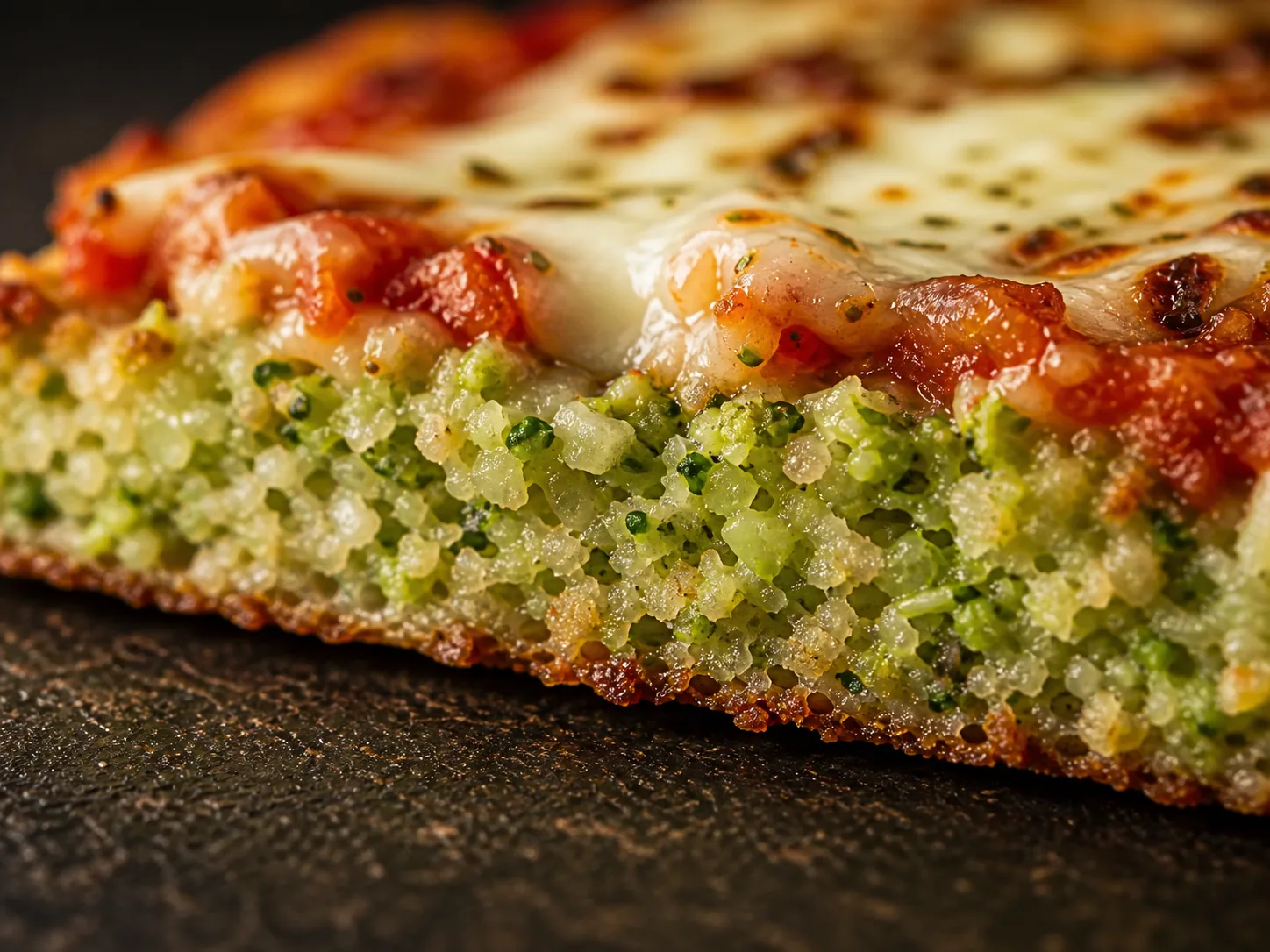 Pizza Dough with Broccoli Rice – detail view