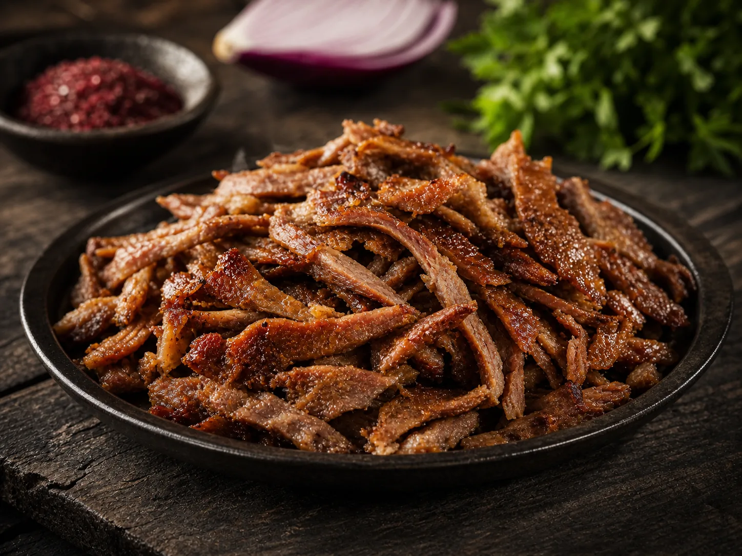 Döner-Kebab-Fleisch aus der Pfanne