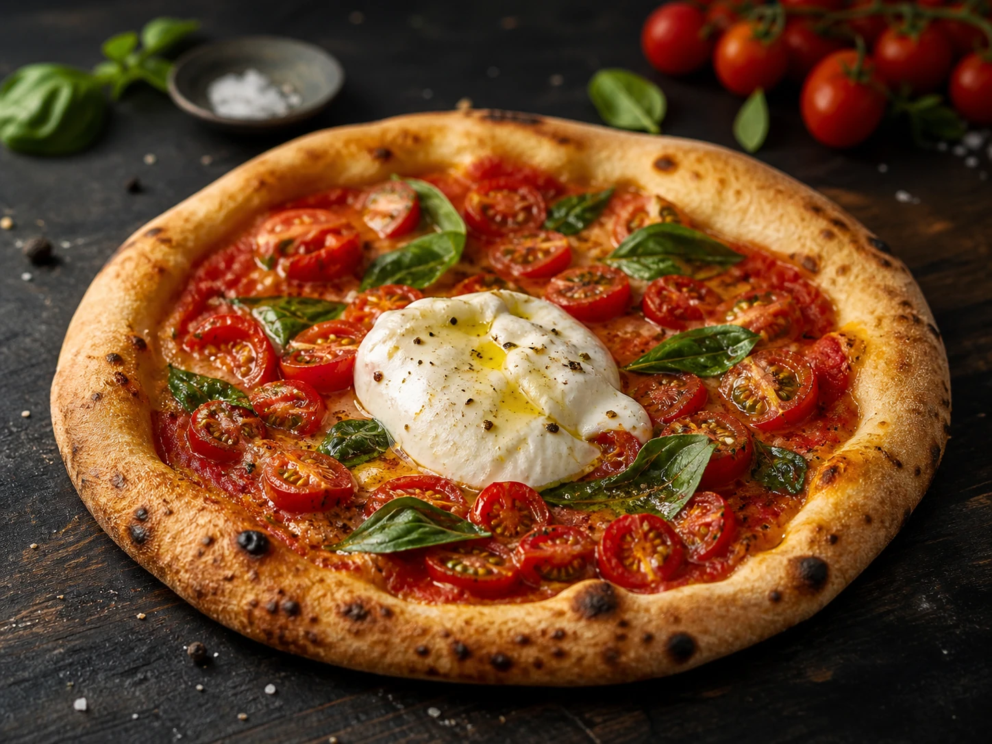 Burrata & Cherry Tomato Pizza