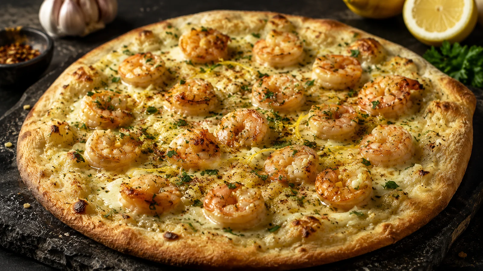 Garlic Shrimp Scampi Pizza