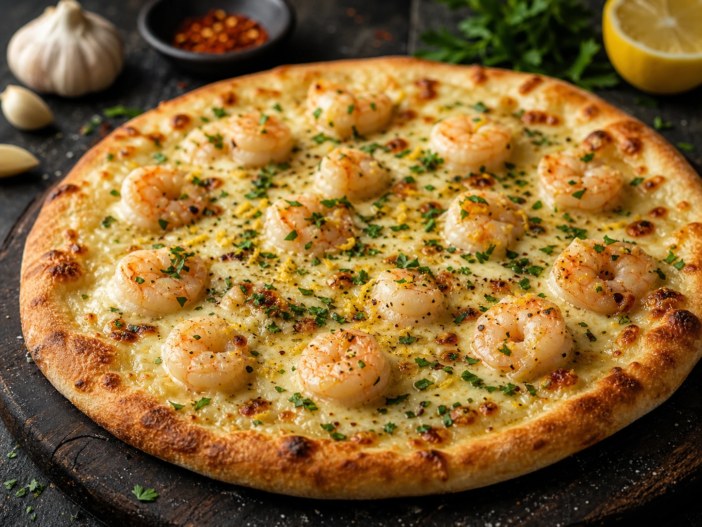 Garlic Shrimp Scampi Pizza