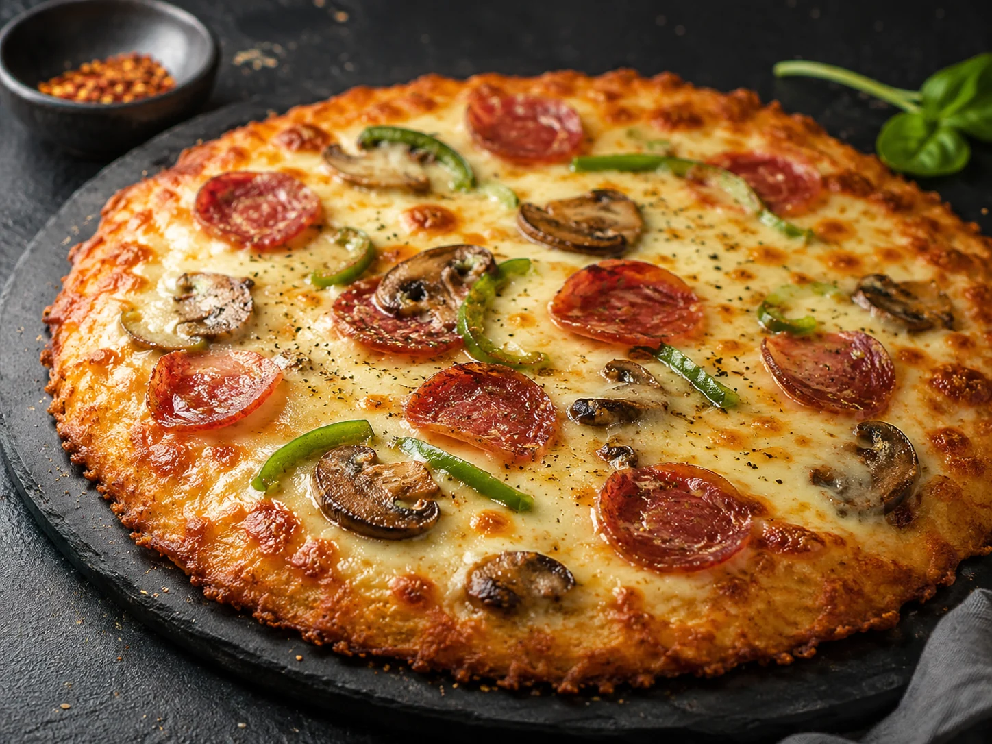 Keto Cheese Crust Pizza