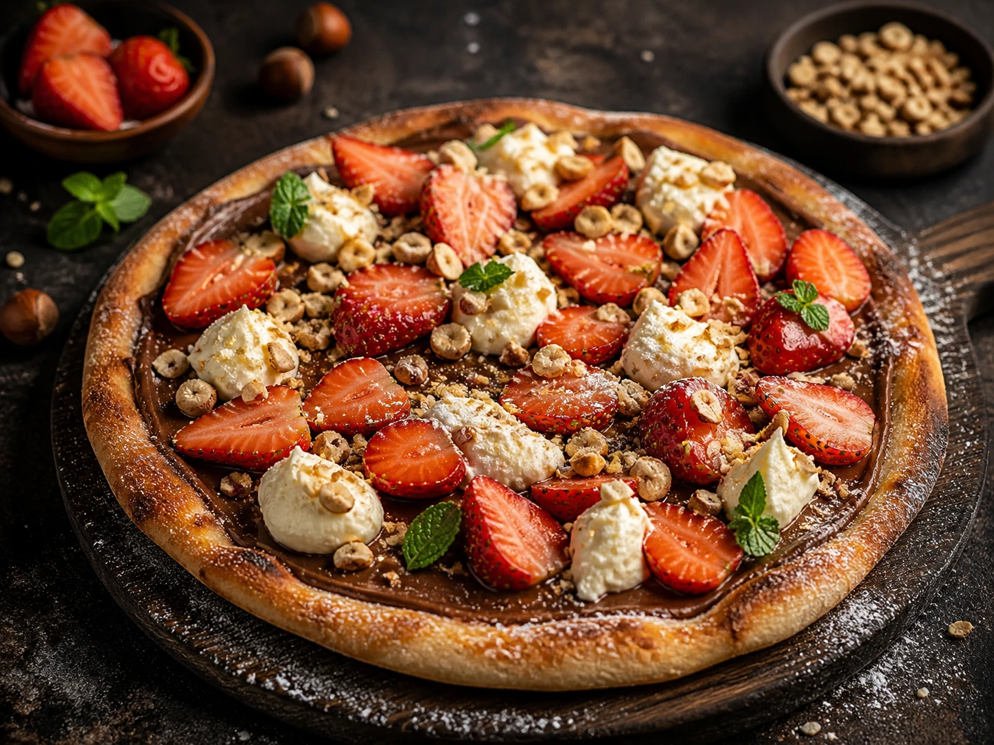 Nutella Strawberry Hazelnut Crunch Pizza
