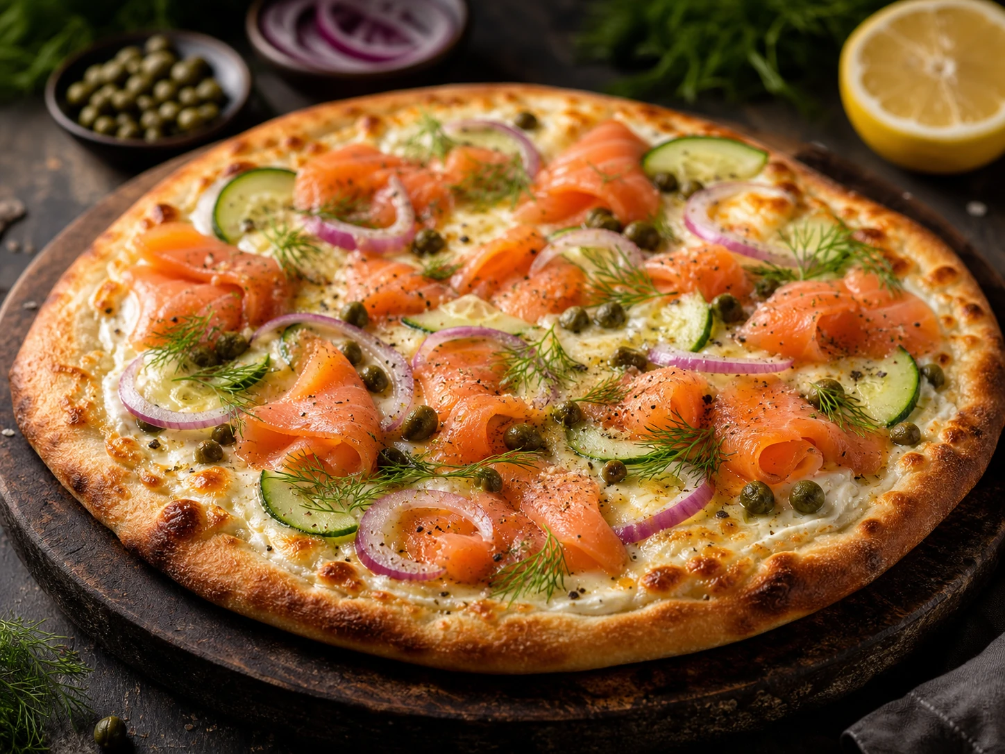 Smoked Salmon & Cream Cheese Pizza